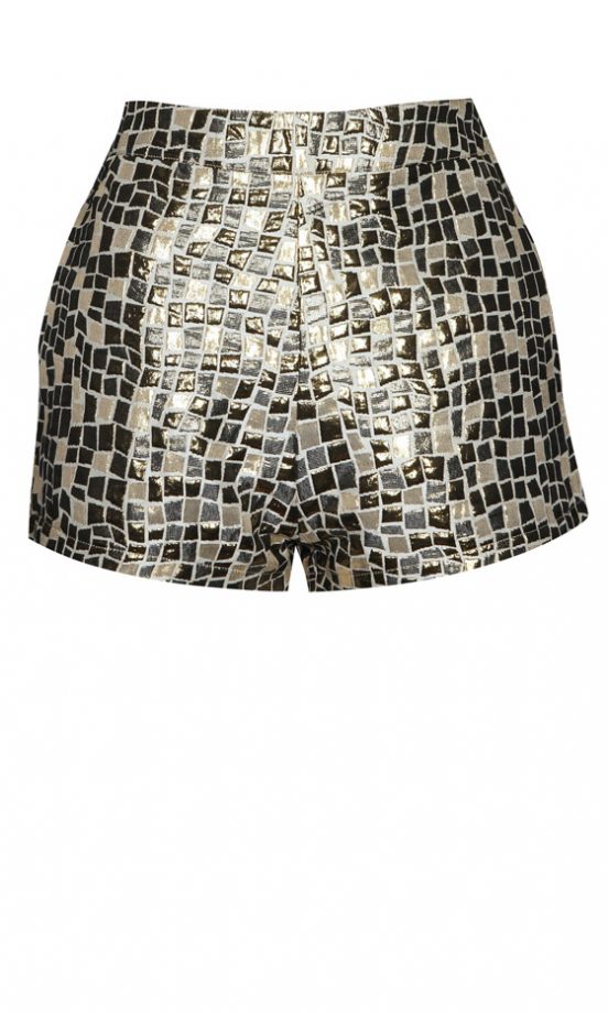 Boohoo Boutique Brianna Metallic Patchwork Short, £25