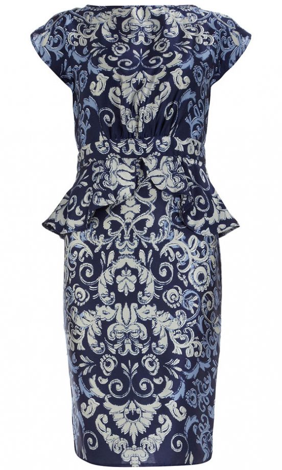 Dorothy Perkins Blue Baroque Peplum Dress, £39.50
