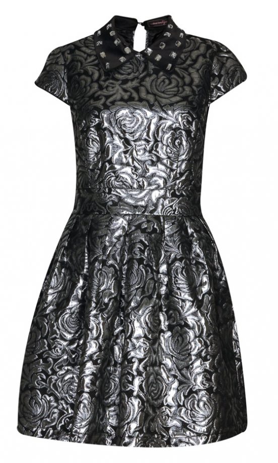 Boohoo Boutique Hallie Embroidered Cap Sleeve Jewel Collar Dress, £35