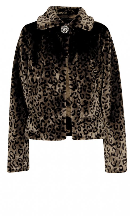 Boohoo Boutique Lisa Short Faux Fur Collar Leopard Jacket, £50