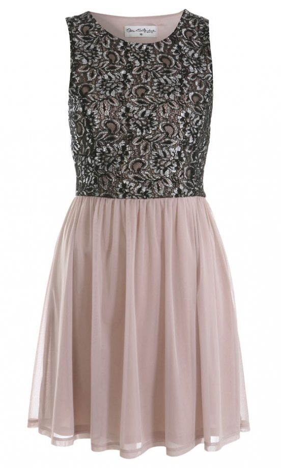 Miss Selfridge Lurex Lace Panel Skater Dress, £39