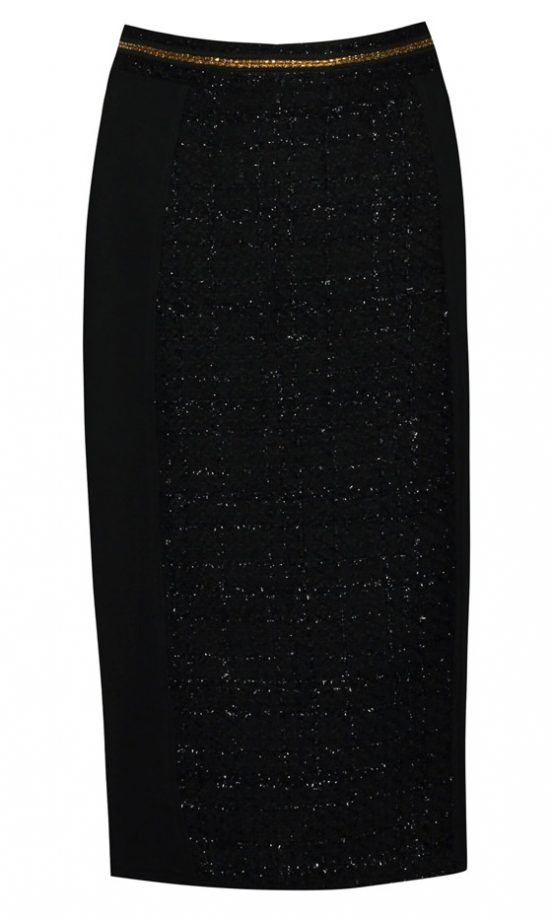 Boohoo Boutique Tinkerbell Lurex Boucle Gold Trim Pencil Skirt, £20