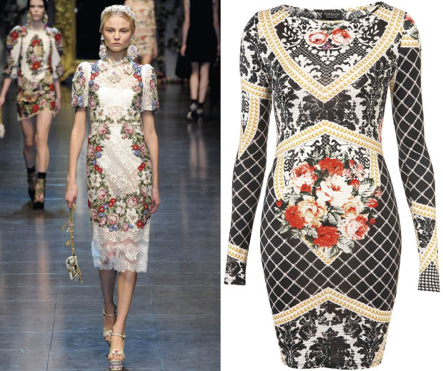 We loved Dolce & Gabbana's AW12 catwalk show - get the look at high street fashion shop Topshop with this body-con dress
