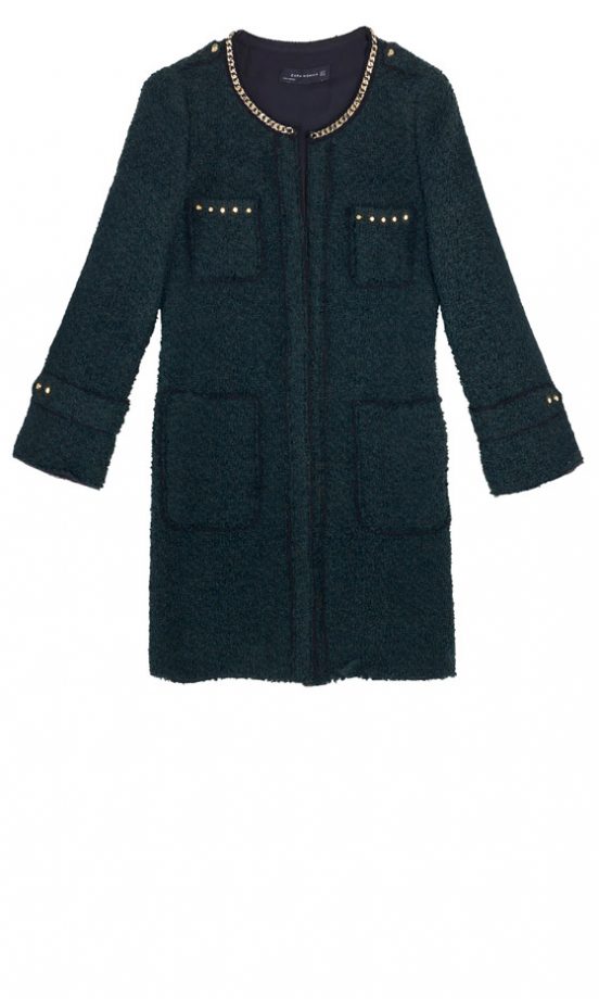 Zara AW12 Dark Green Cardigan Coat