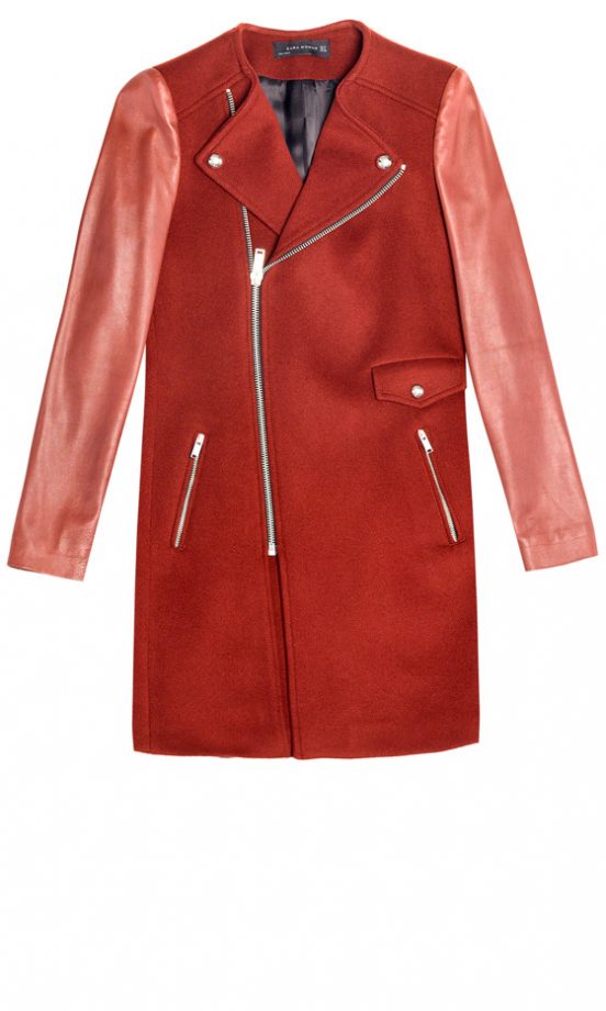 Zara AW12 Red Biker Zip Coat