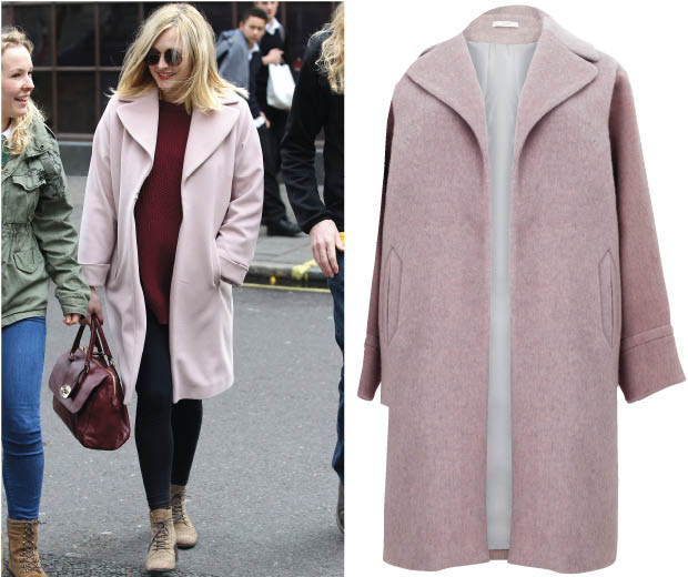 Fearne Cotton looks pretty as a picture in this pink Marks & Spencer coat