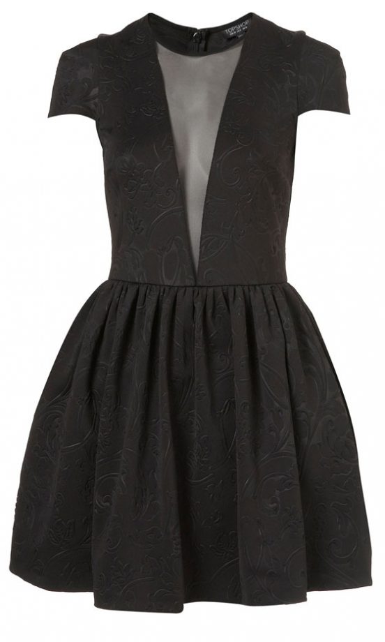 Topshop Black Embossed Skater Dress, £50