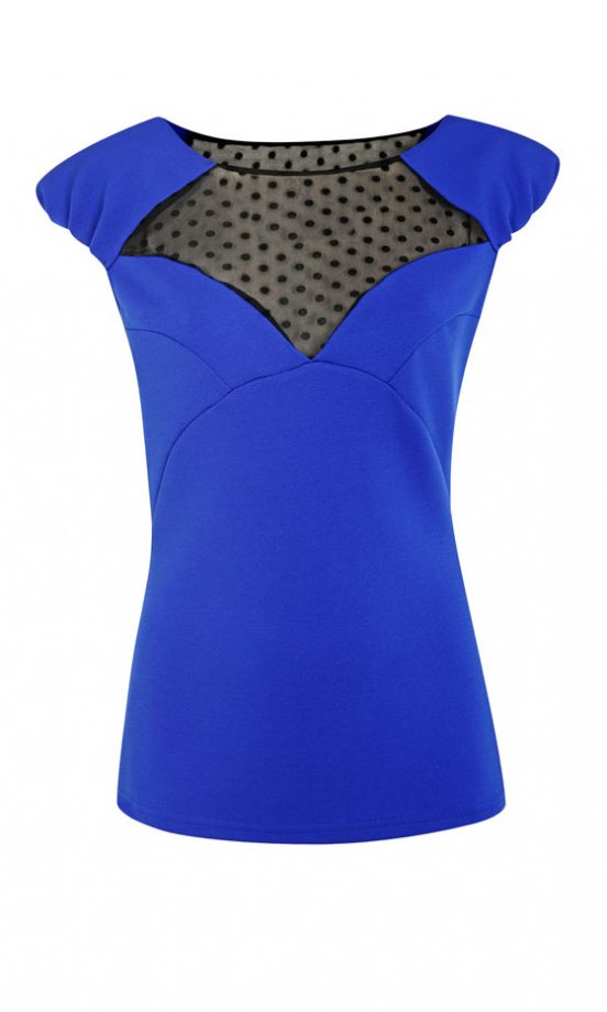 Dorothy Perkins Kardashian Kollection Blue Lace Insert Top, £32