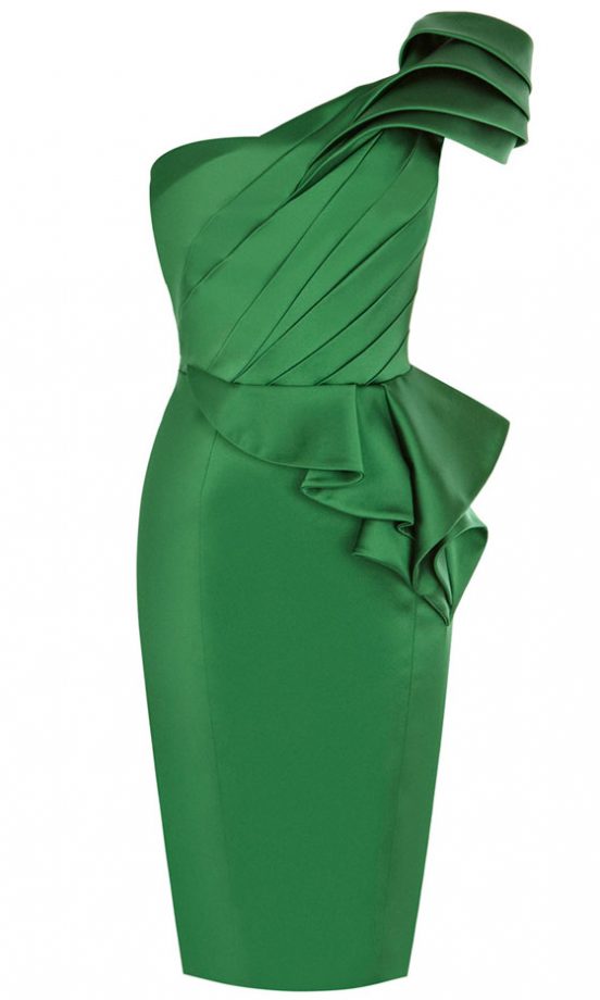 Karen Millen Green One Shoulder Dress, £175