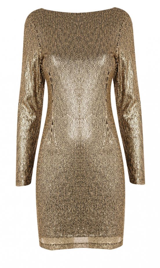 Dorothy Perkins Kardashian Kollection Gold Body Con Dress, £45
