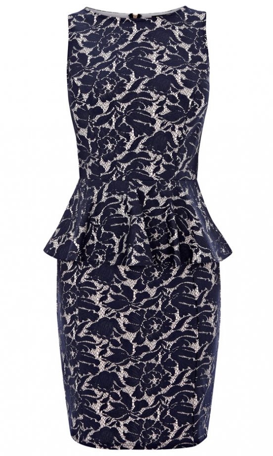 Warehouse Lace Peplum Dress, £50