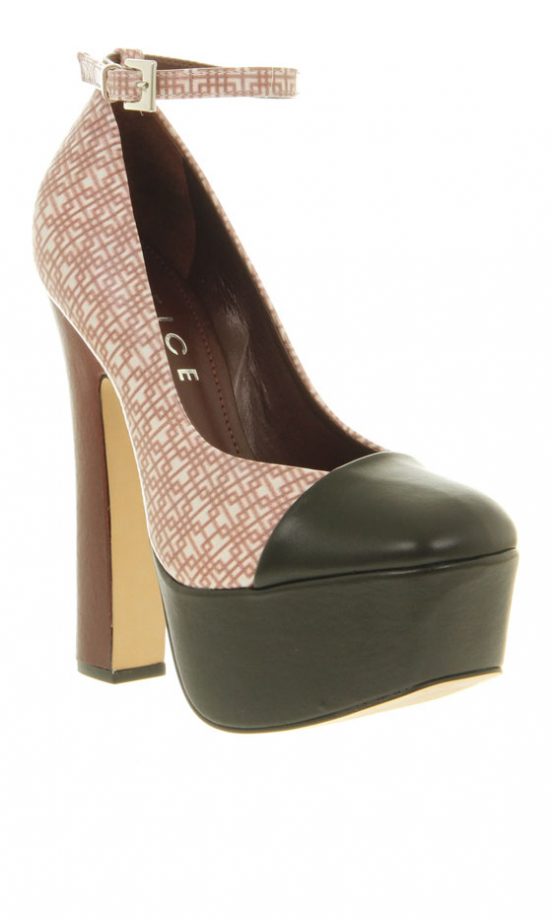 Office Print Leather Platform Shoes, £75