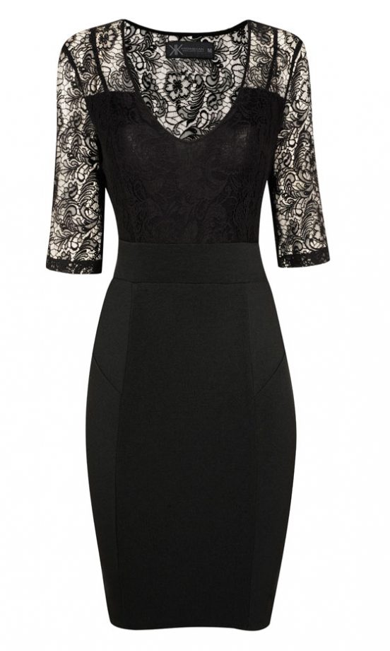 Dorothy Perkins Kardashian Kollection Lace Insert Black Dress, £45