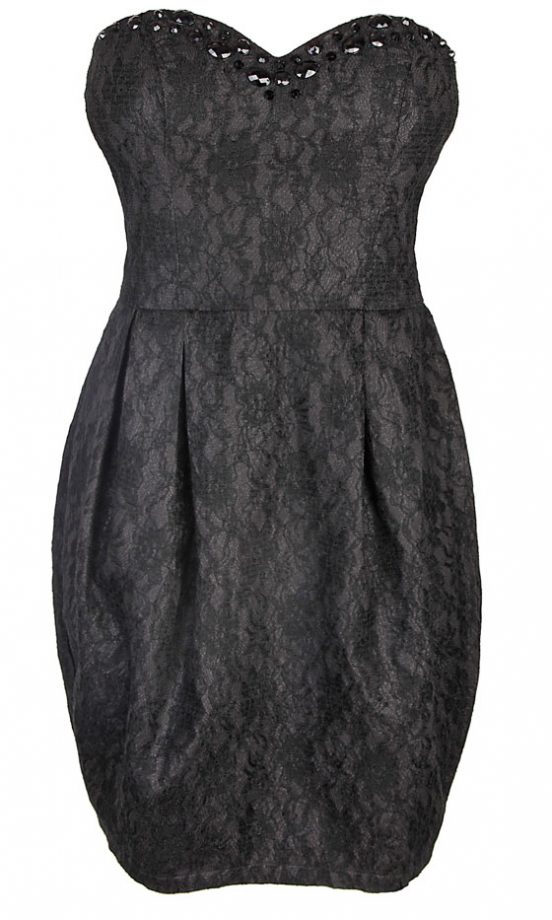 Fashion Union Black Bandeau Embellished Dress, £35