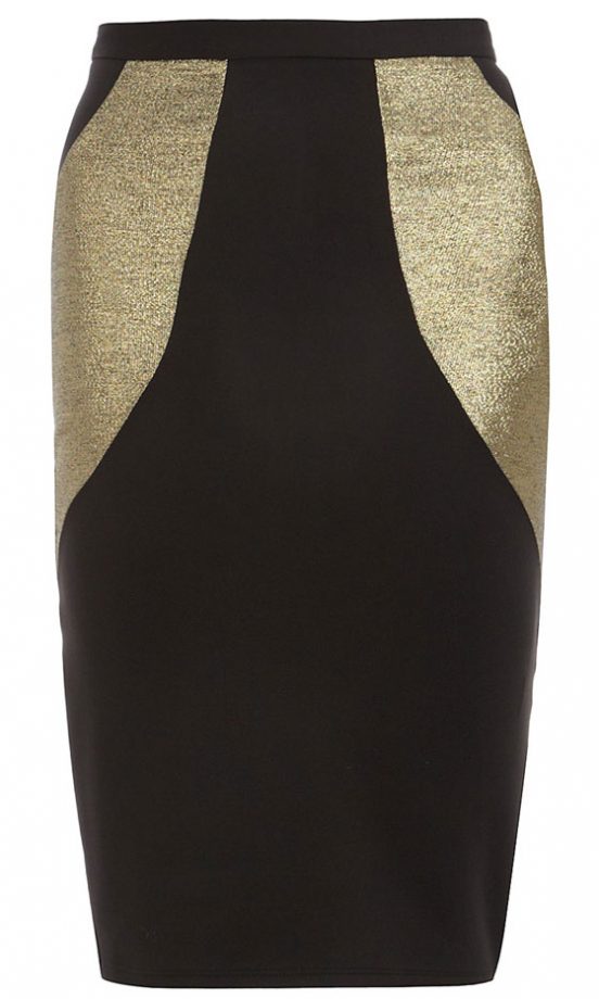 Dorothy Perkins Gold Panel Skirt, £25