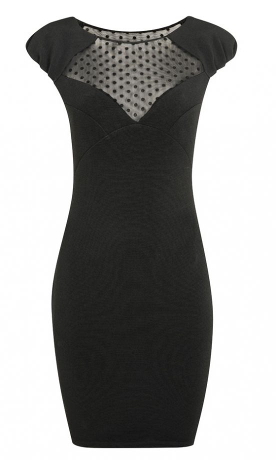 Dorothy Perkins Kardashian Kollection Lace Insert Black Dress, £40