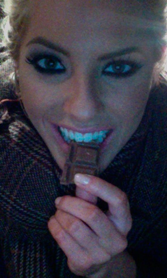 Mollie King @MollieTheSats Indulges In Some Chocolate, 2012