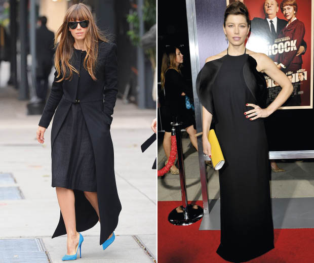 Jessica Biel knows how to inject colour into all-black outfits