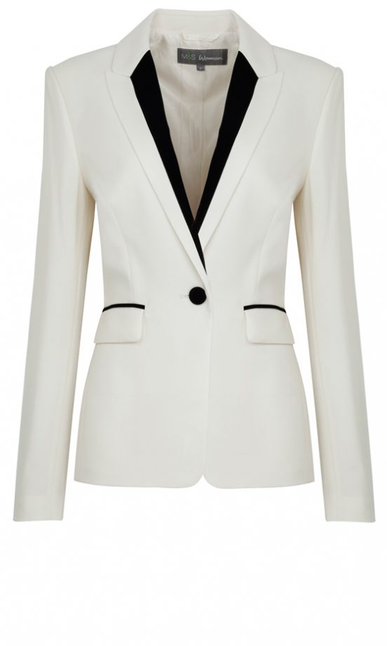 M&S White Lined Tux Jacket