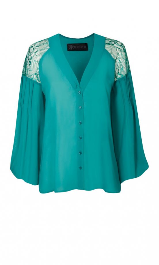 Dorothy Perkins Kardashian Kollection Green Lace Top, £35