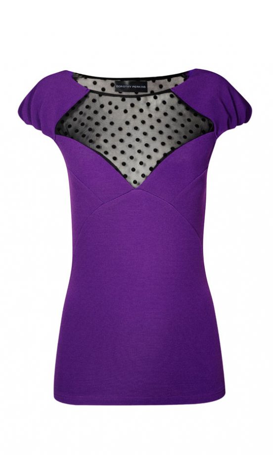 Dorothy Perkins Kardashian Kollection Purple Top With Lace Insert, £32