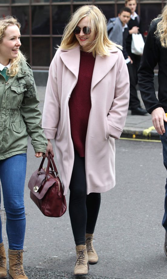 Fearne Cotton Wraps Up Her Bump In A Marks & Spencer Pink Winter Coat, 2012