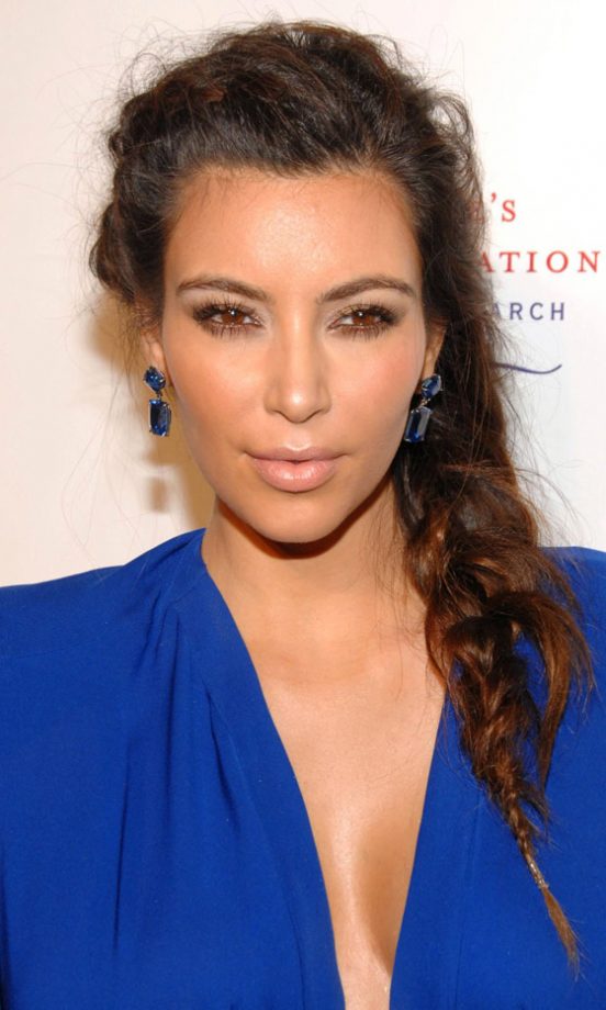 Kim Kardashian's Cute Fishtail Plait Hairstyle, 2012