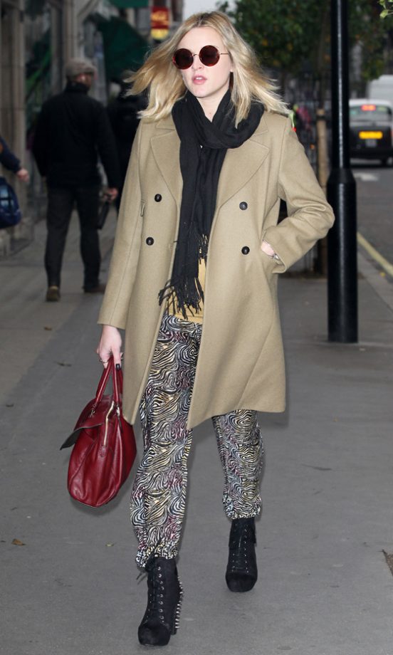 Fearne Cotton Glams Up Her Pregnant Look With Killer Boots And Print Trousers, 2012