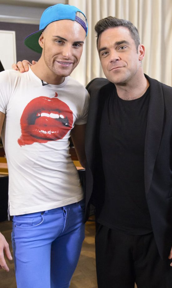 Rylan Clark With Robbie Williams For The X Factor, 2012