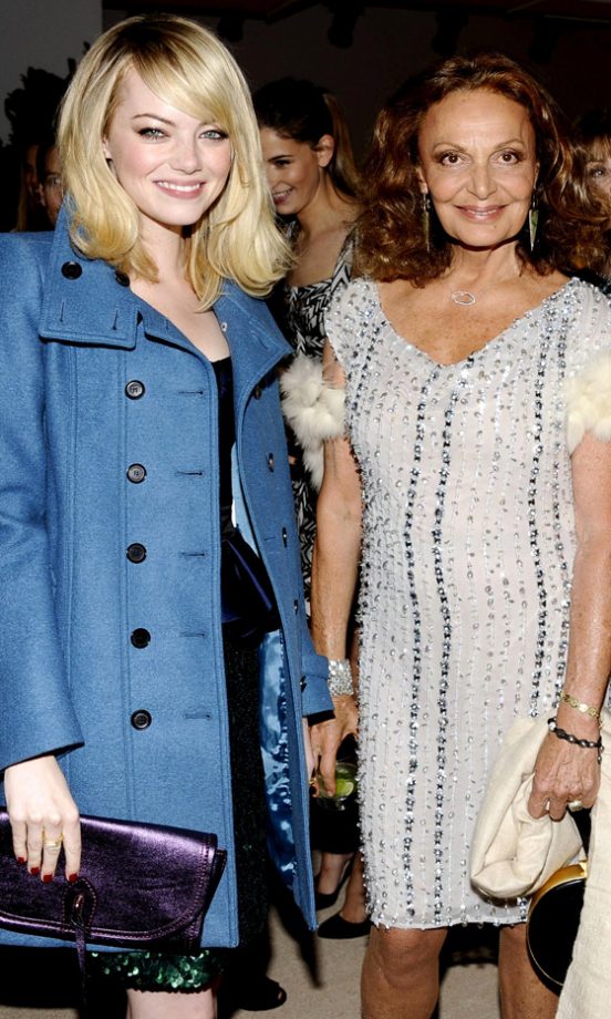Emma Stone And Diane Von Furstenberg At The CFDA Fashion Fund Awards, 2012