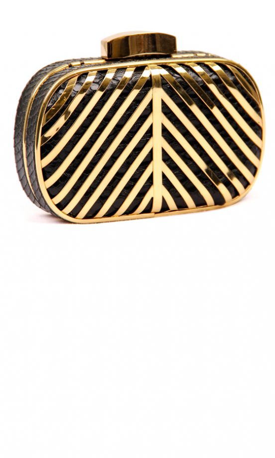 Bershka Gold Stripe Box Clutch, £25.99
