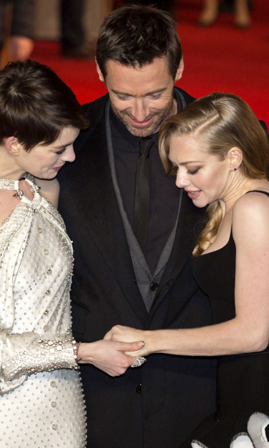 Anne Hathaway, Hugh Jackman And Amanda Seyfried At The World Premiere Of Les Miserables, 2012