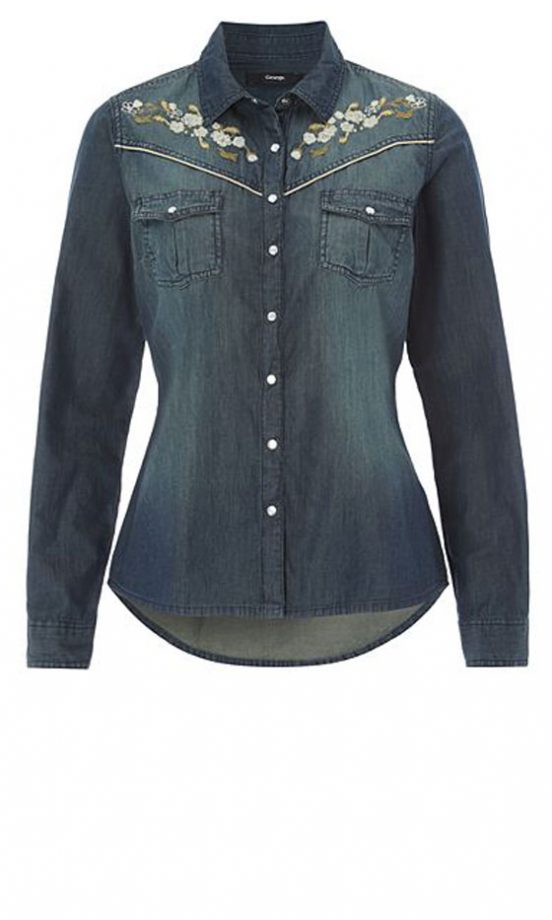 George At Asda Embroidered Denim Shirt, £14