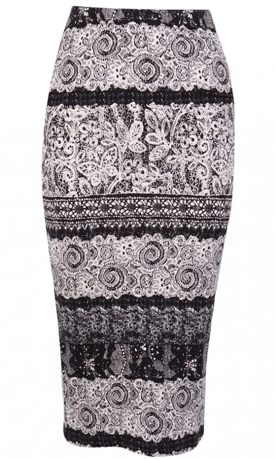 Fashion Union Lace Print Skirt, £15