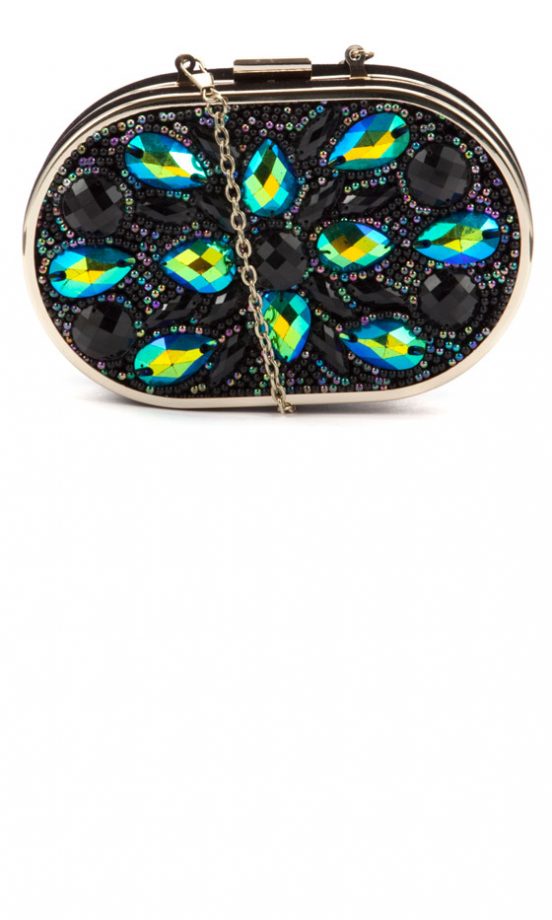 New Look Peacock Jewel Clutch Bag, £24.99