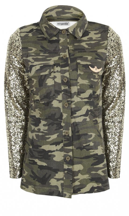 Missguided Sequin Sleeve Camouflage Jacket, £29.99