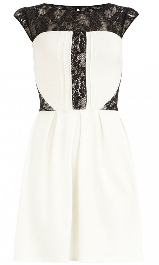Dorothy Perkins Ivory And Black Lace Circle Dress, £30