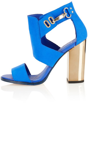 Topshop Hi-Vamp Blue Suede and Gold Sandals, £60