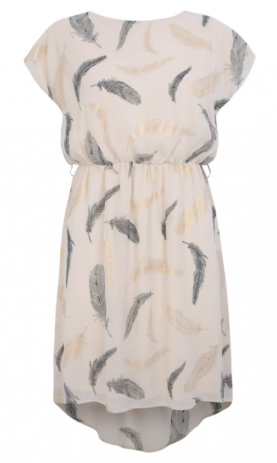 Primark AW12 White Dress With Gold Feather Print