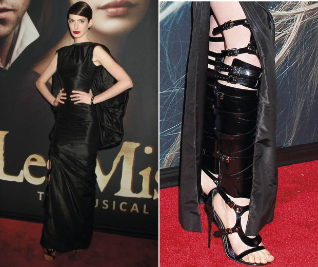 Anne Hathaway wearing Tom Ford at the New York premiere of Les Misérables