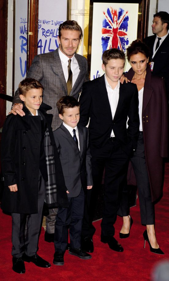 Victoria Beckham And David Beckham With Their Children At The Spice Girls Viva Forever Press Night, 2012