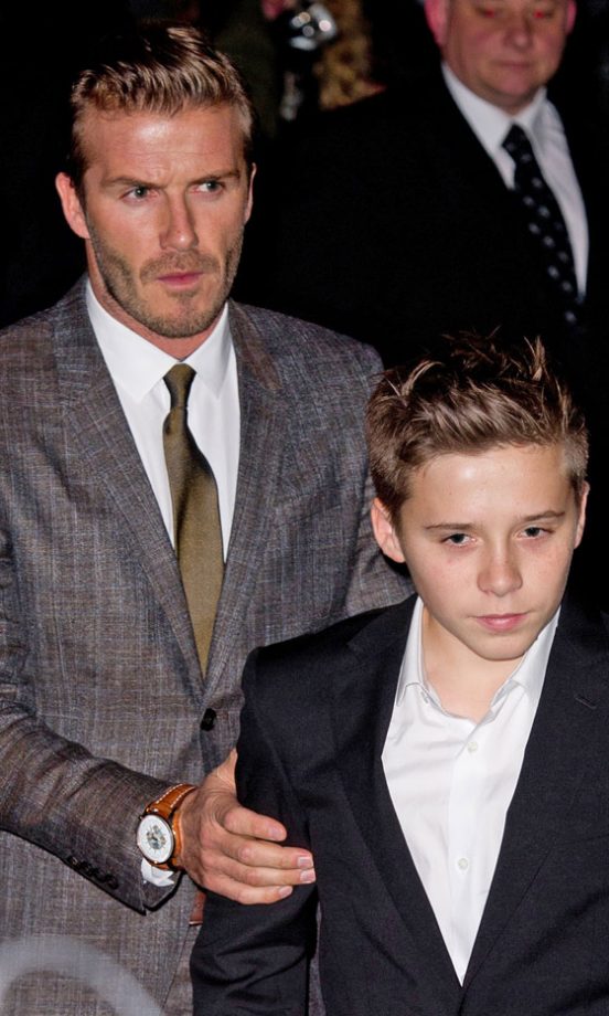 David beckham And Romeo Beckham At The Spice Girls Viva Forever Press Night, 2012