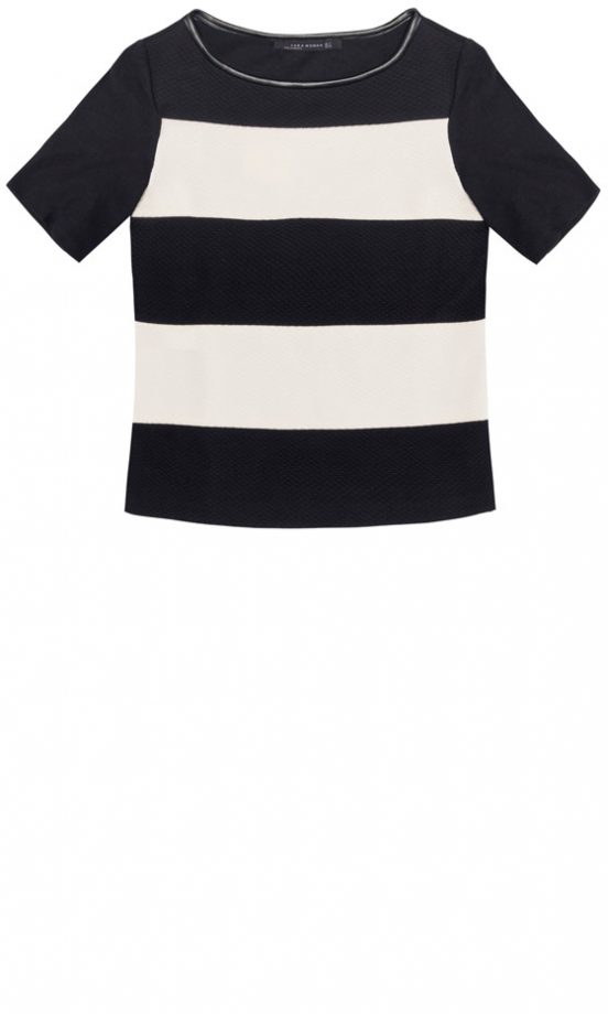 Zara SS13 Black And White Striped Top