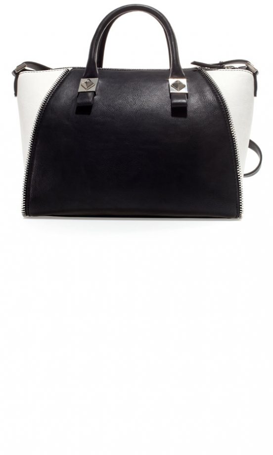 Zara SS13 Black And White Zip Bag