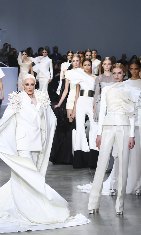 Carmen Dell'Orfice With The Models At The Stephane Rolland SS13 Show At Paris Haute Couture Fashion Week, 2013