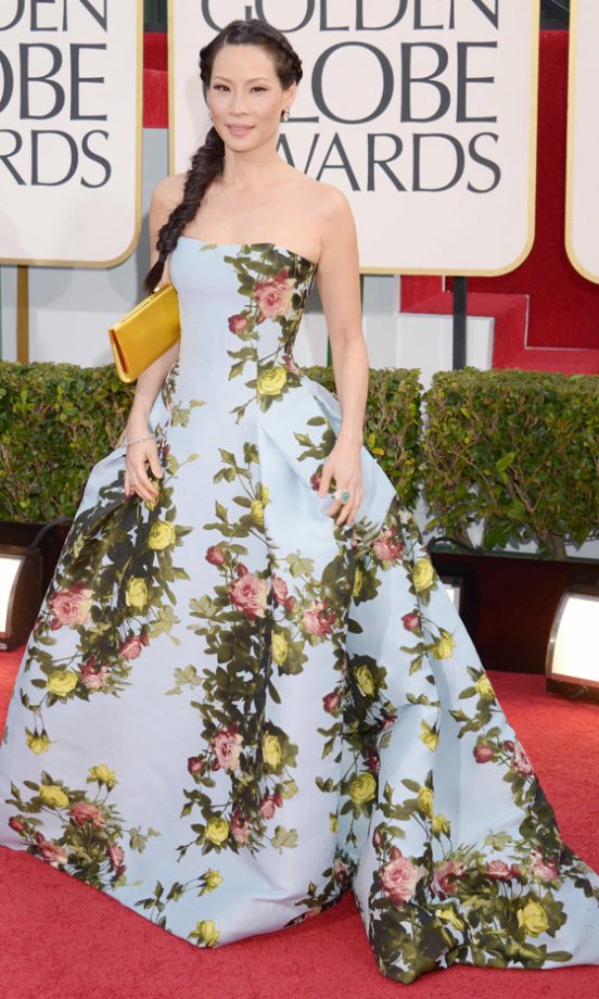 Lucy Liu In Carolina Herrera At The Golden Globes 2013