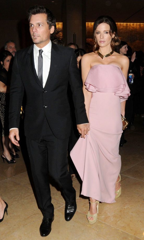 Kate Beckinsale And Len Wiseman Leaving A Golden Globes Party 2013