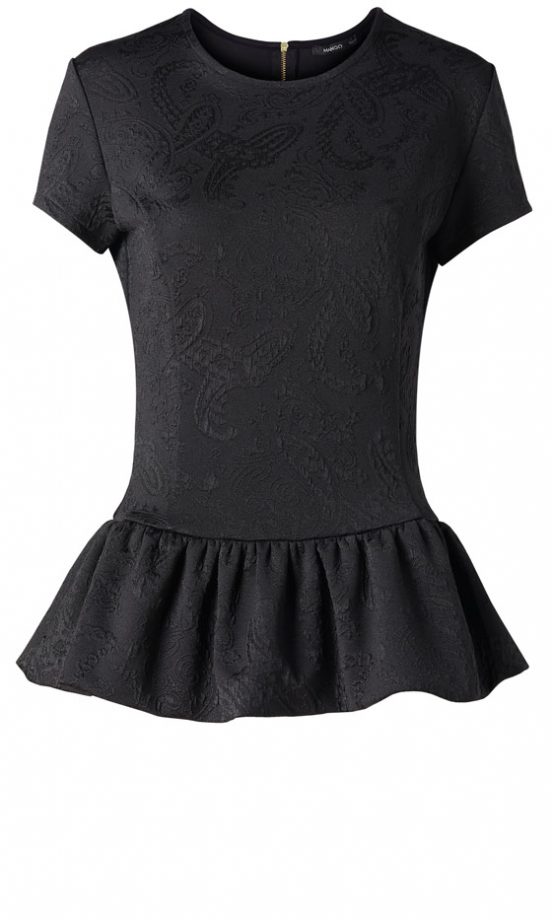 Mango SS13 Black Peplum Top