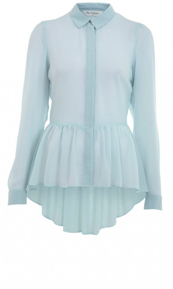 Miss Selfridge Pale Blue Peplum Shirt, £32