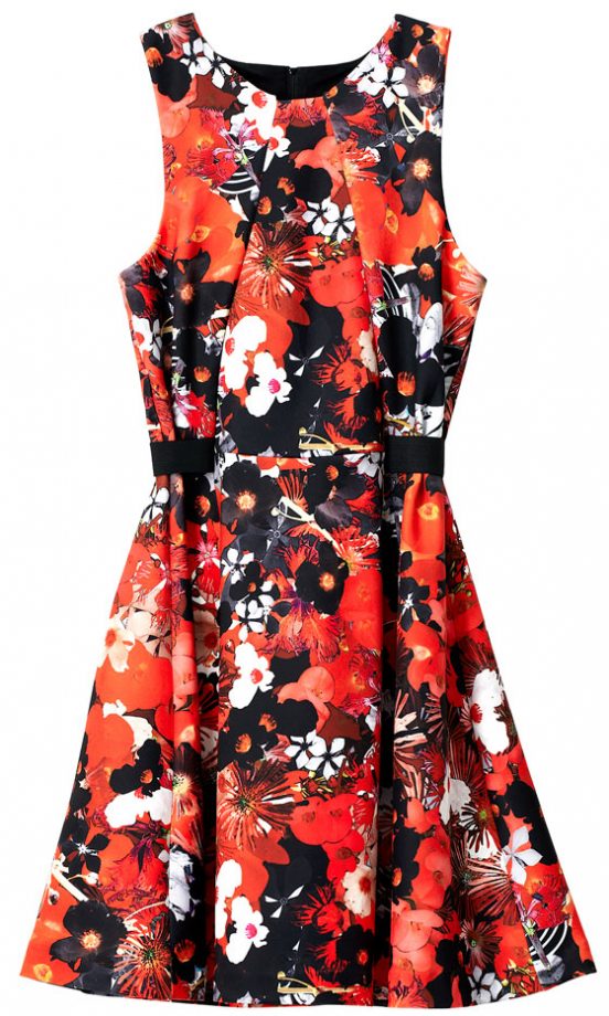 H&M SS13 Red And Black Floral Dress